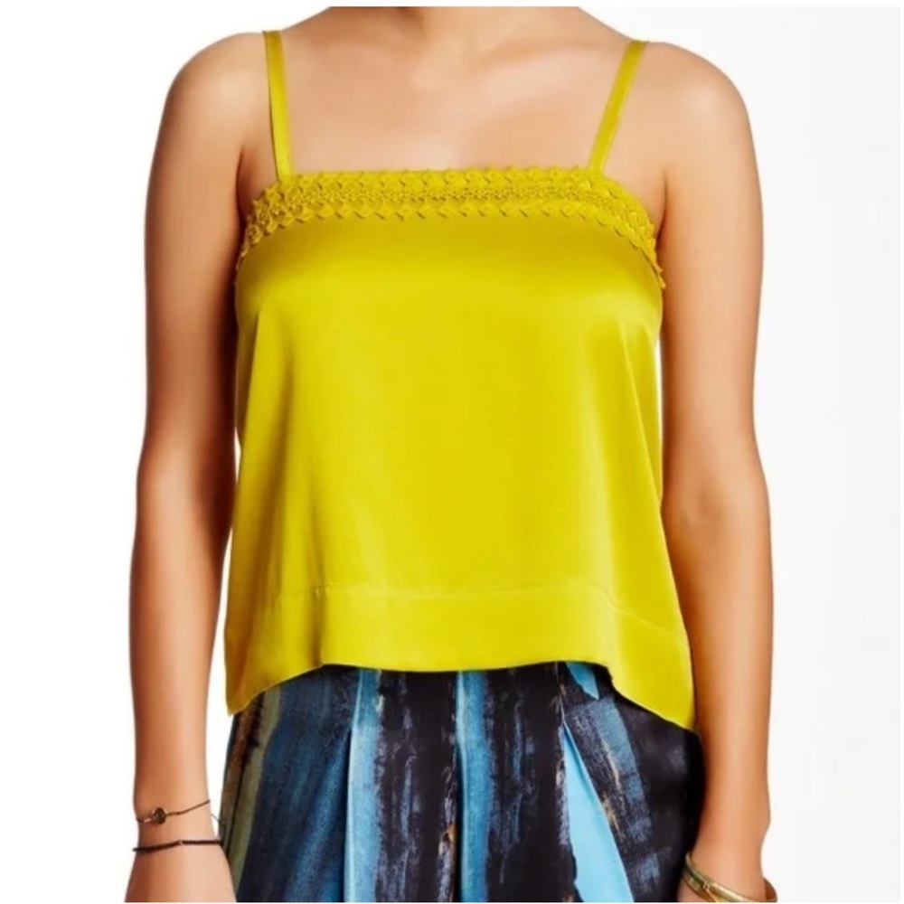 House of Harlow 1960 Lime Green Satin Spaghetti Strap Tank